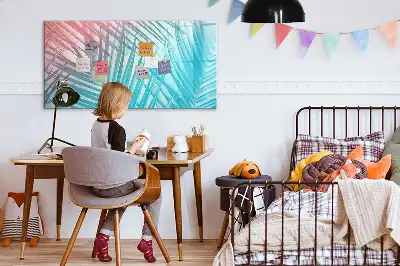 Beschrijfbaar glazen magneetbord met tropische palmprint
