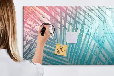 Beschrijfbaar glazen magneetbord met tropische palmprint