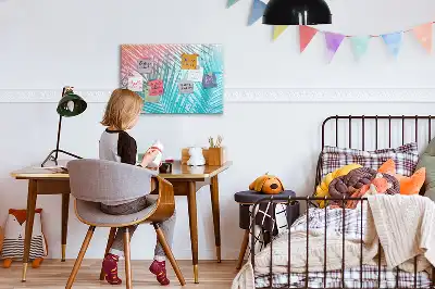 Beschrijfbaar glazen magneetbord met tropische palmprint