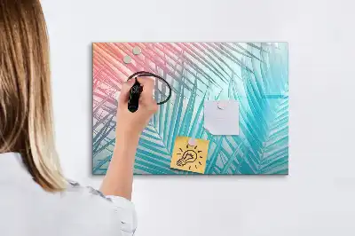 Beschrijfbaar glazen magneetbord met tropische palmprint