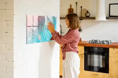 Beschrijfbaar glazen magneetbord met tropische palmprint