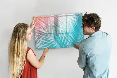 Beschrijfbaar glazen magneetbord met tropische palmprint