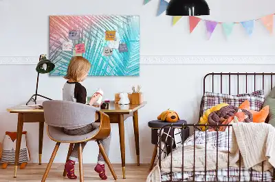 Beschrijfbaar glazen magneetbord met tropische palmprint
