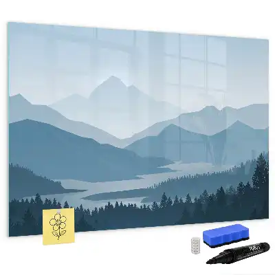 Magnetisch glazen memobord met berglandschap print