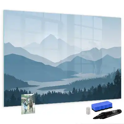 Magnetisch glazen memobord met berglandschap print