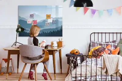 Magnetisch glazen memobord met berglandschap print