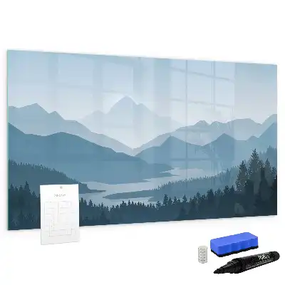 Magnetisch glazen memobord met berglandschap print