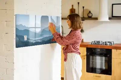 Magnetisch glazen memobord met berglandschap print
