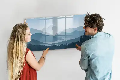 Magnetisch glazen memobord met berglandschap print