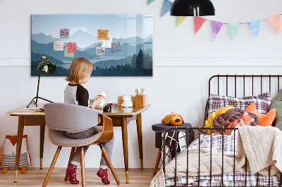 Magnetisch glazen memobord met berglandschap print