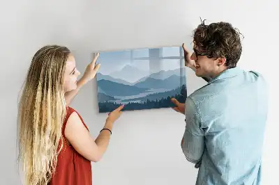 Magnetisch glazen memobord met berglandschap print