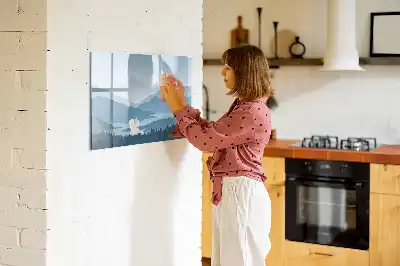 Magnetisch glazen memobord met berglandschap print