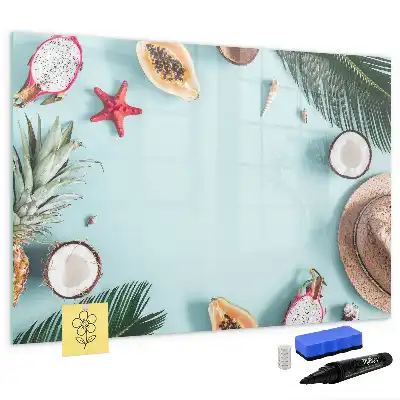 Beschrijfbaar glazen magneetbord met Zomercompositie design
