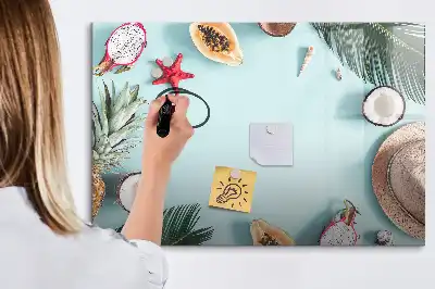 Beschrijfbaar glazen magneetbord met Zomercompositie design