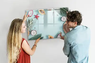 Beschrijfbaar glazen magneetbord met Zomercompositie design