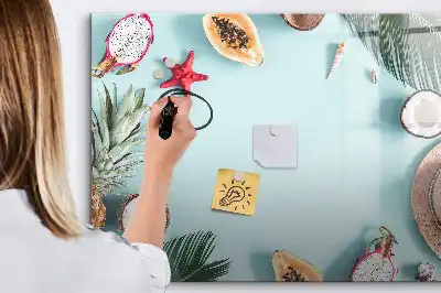 Beschrijfbaar glazen magneetbord met Zomercompositie design