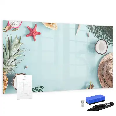 Beschrijfbaar glazen magneetbord met Zomercompositie design