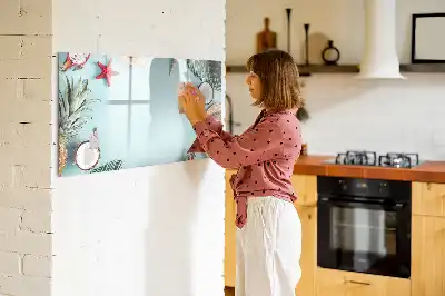 Beschrijfbaar glazen magneetbord met Zomercompositie design