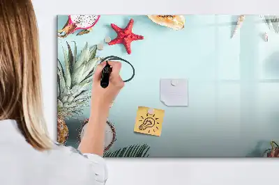 Beschrijfbaar glazen magneetbord met Zomercompositie design