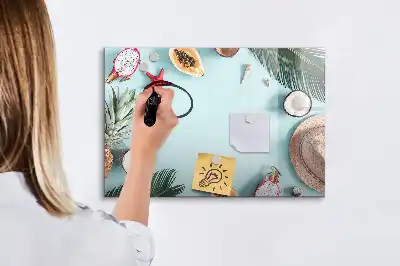 Beschrijfbaar glazen magneetbord met Zomercompositie design