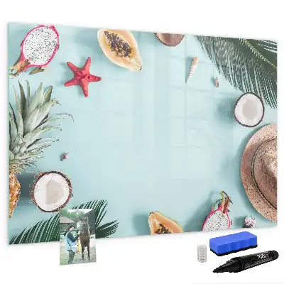 Beschrijfbaar glazen magneetbord met Zomercompositie design