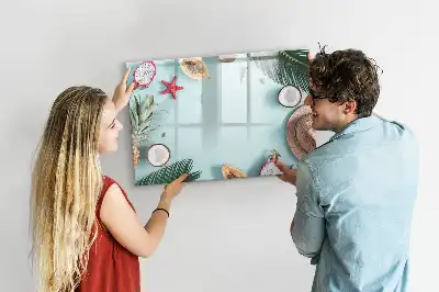Beschrijfbaar glazen magneetbord met Zomercompositie design