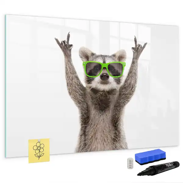 Magnetisch glazen schrijfbord met print van vetplanten met een bril