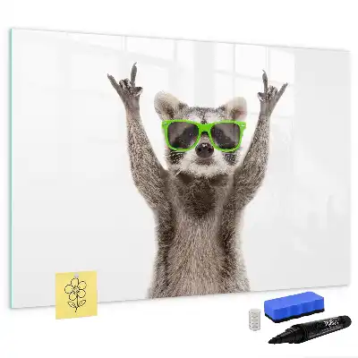 Magnetisch glazen schrijfbord met print van vetplanten met een bril