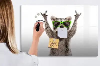 Magnetisch glazen schrijfbord met print van vetplanten met een bril