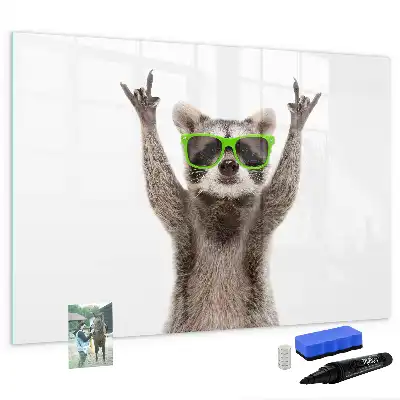 Magnetisch glazen schrijfbord met print van vetplanten met een bril