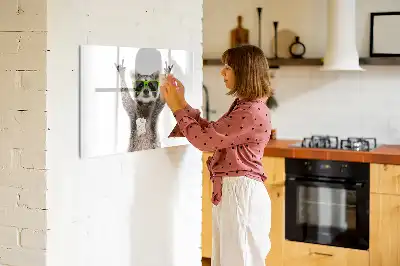 Magnetisch glazen schrijfbord met print van vetplanten met een bril