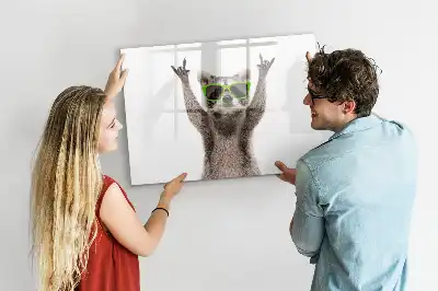 Magnetisch glazen schrijfbord met print van vetplanten met een bril