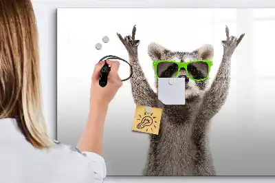 Magnetisch glazen schrijfbord met print van vetplanten met een bril