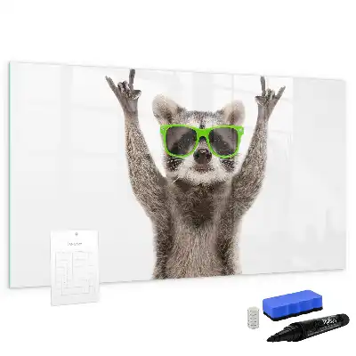Magnetisch glazen schrijfbord met print van vetplanten met een bril