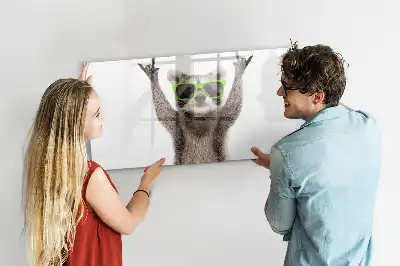 Magnetisch glazen schrijfbord met print van vetplanten met een bril