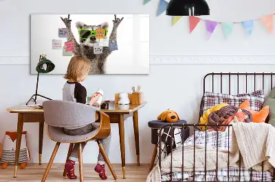Magnetisch glazen schrijfbord met print van vetplanten met een bril