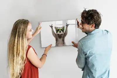 Magnetisch glazen schrijfbord met print van vetplanten met een bril