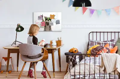Magnetisch glazen schrijfbord met print van vetplanten met een bril