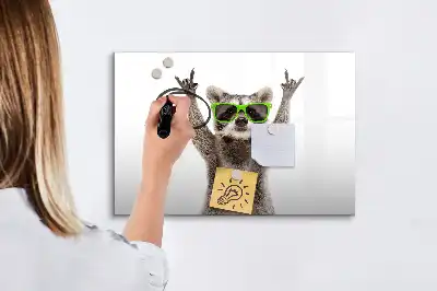 Magnetisch glazen schrijfbord met print van vetplanten met een bril