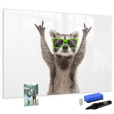 Magnetisch glazen schrijfbord met print van vetplanten met een bril