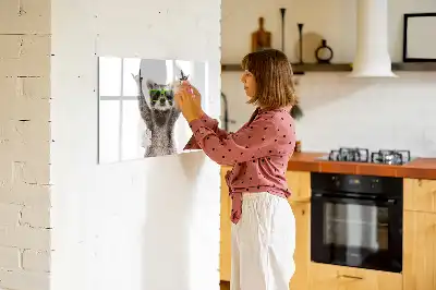 Magnetisch glazen schrijfbord met print van vetplanten met een bril