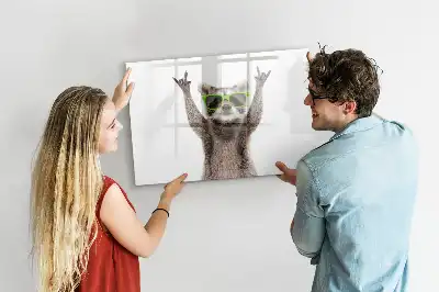 Magnetisch glazen schrijfbord met print van vetplanten met een bril