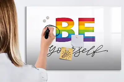 Magnetisch glazen schrijfbord met de tekst Wees jezelf