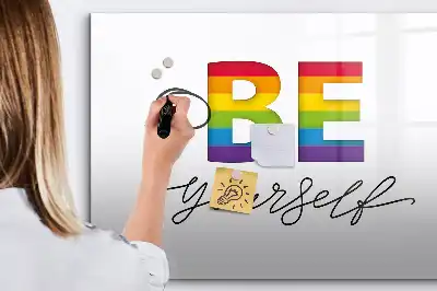 Magnetisch glazen schrijfbord met de tekst Wees jezelf
