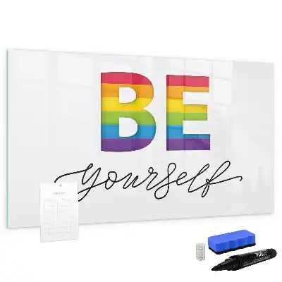 Magnetisch glazen schrijfbord met de tekst Wees jezelf