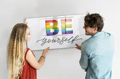 Magnetisch glazen schrijfbord met de tekst Wees jezelf