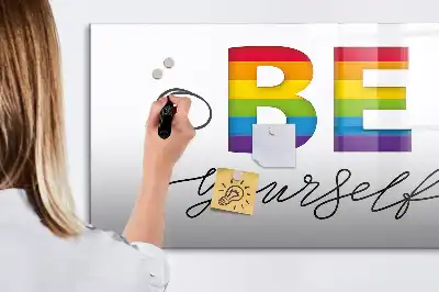 Magnetisch glazen schrijfbord met de tekst Wees jezelf