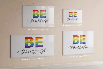 Magnetisch glazen schrijfbord met de tekst Wees jezelf