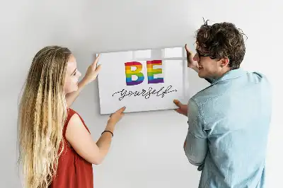Magnetisch glazen schrijfbord met de tekst Wees jezelf