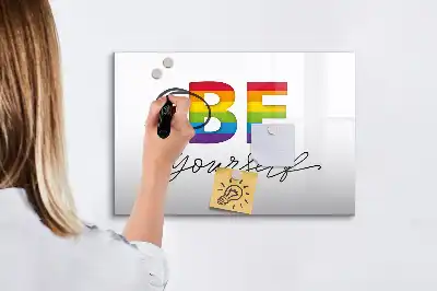 Magnetisch glazen schrijfbord met de tekst Wees jezelf